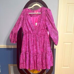 BNWT Lilly Pulitzer Sz 14 Deacon 3/4 sleeve dress - Cerise Pink